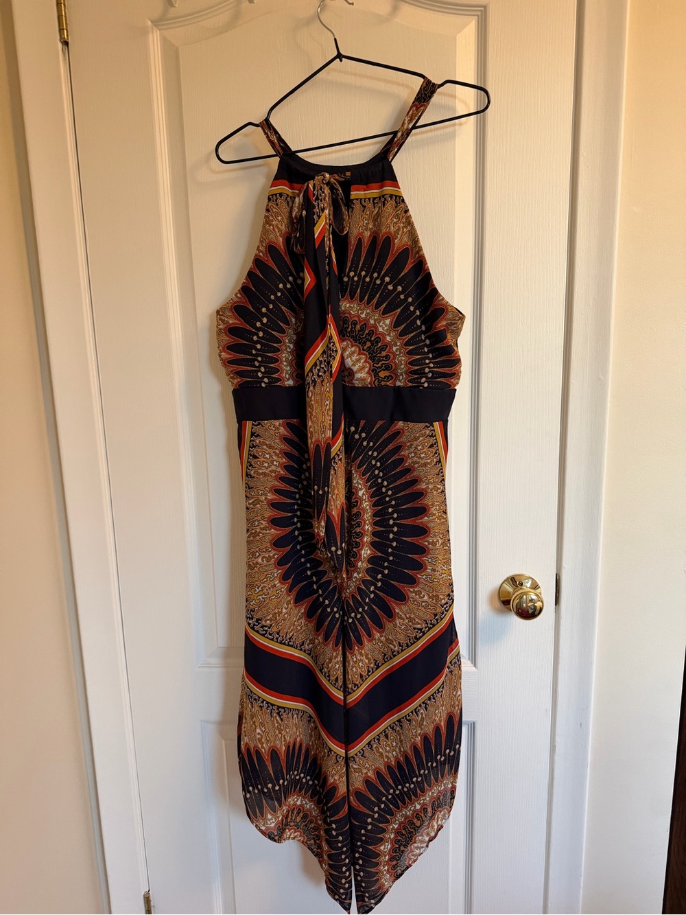 Sandra Darren Scarf Print Halter Handkerchief Maxi Dress Size 12 - Picture 4 of 16